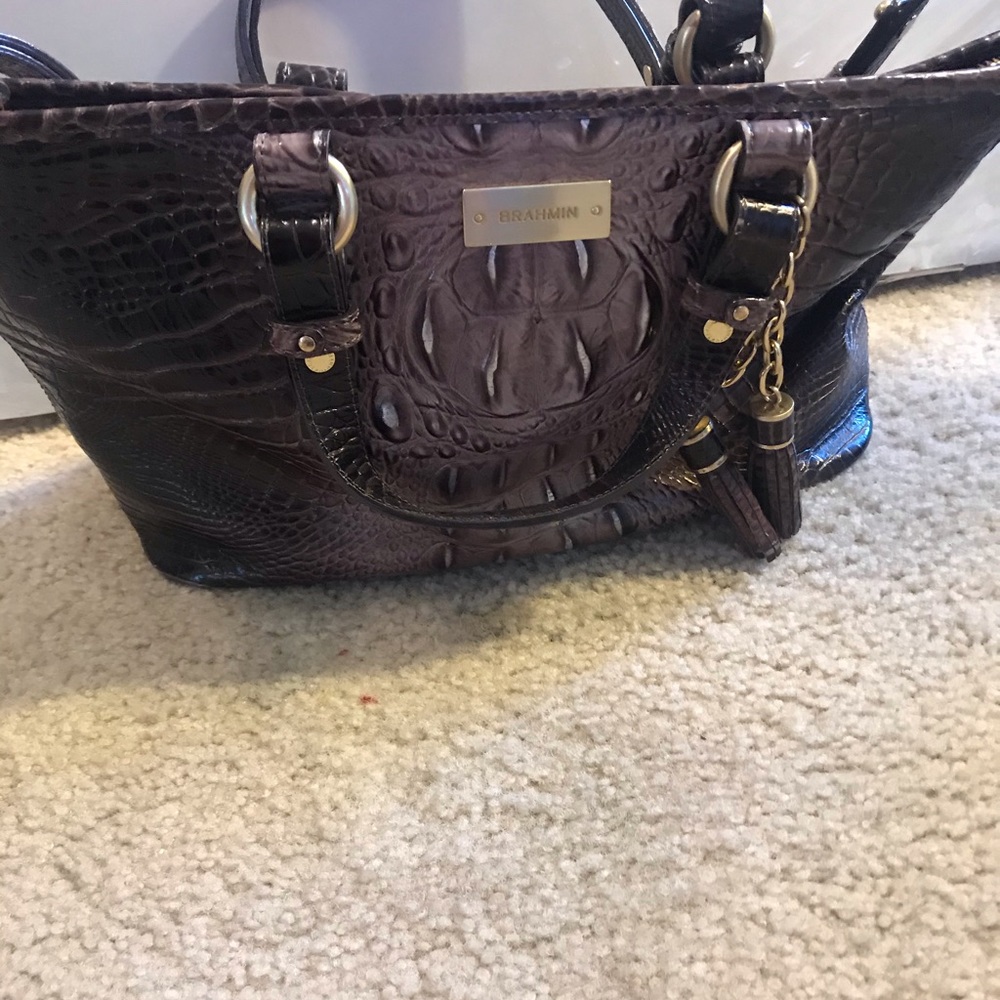 Gently used Brahmin mini Asher Coffee brown.